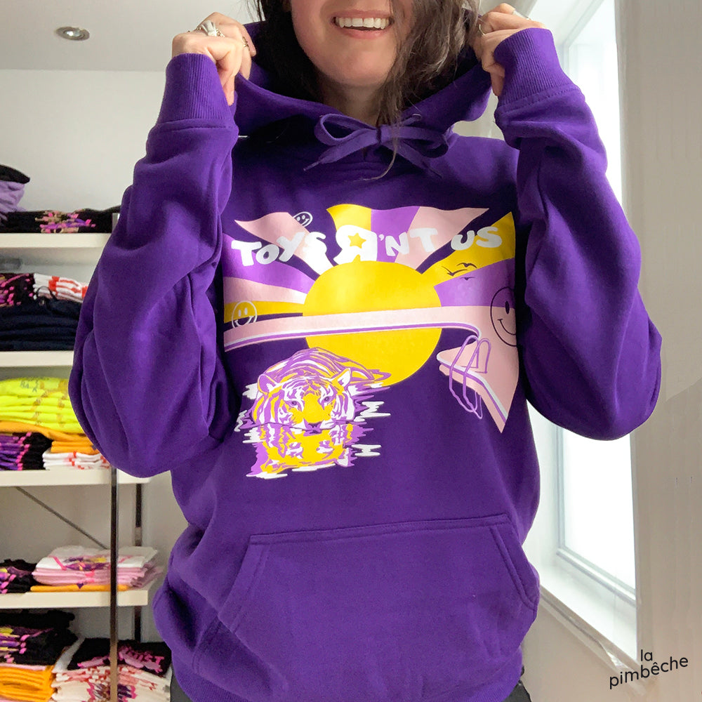 Toys rn't us hoodie purple from La Pimbêche Montreal artist