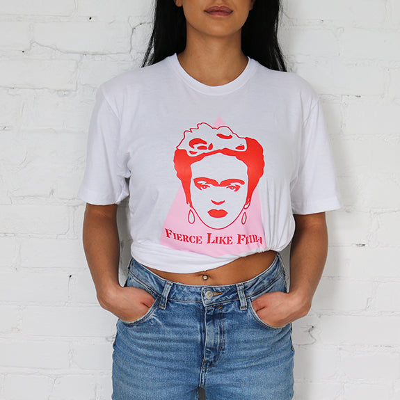 Fierce Like Frida t-shirt La Pimbeche artist from Montreal. Screenprinted in Montreal.