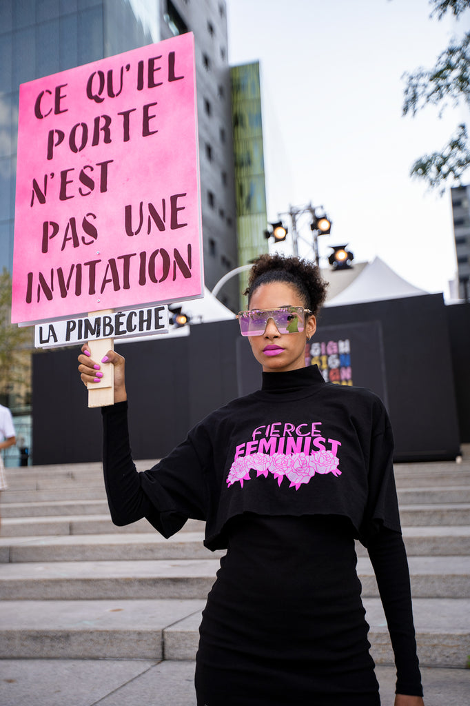 Festival Mode Design La Pimbêche photo credit Nicolasglen Fierce Feminist protest fashion show consent is sexy