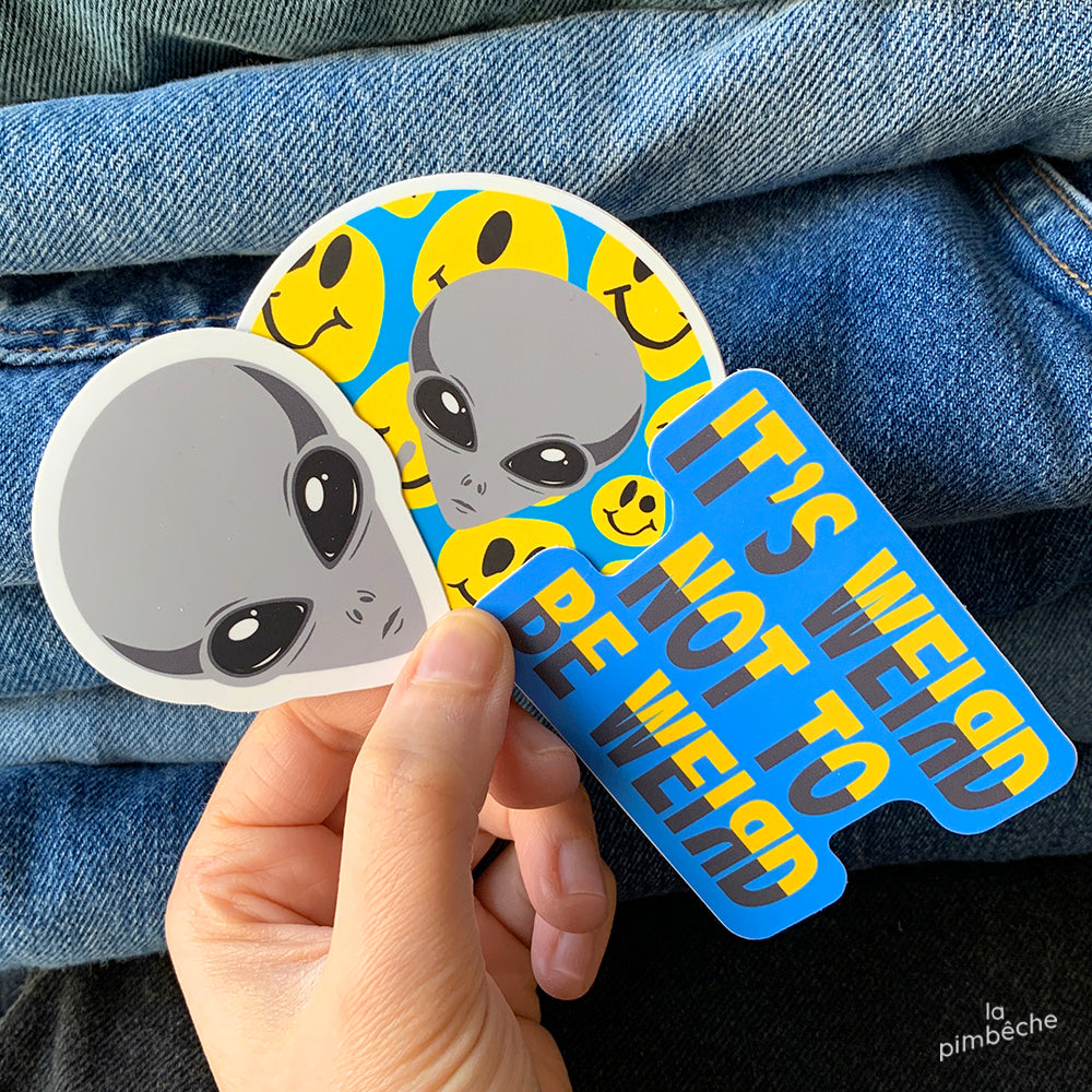 Happy UFO Trio Pack of Stickers